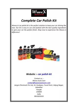 Complete Car Polish Kit