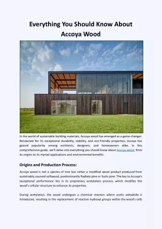 Everything You Should Know About Accoya Wood