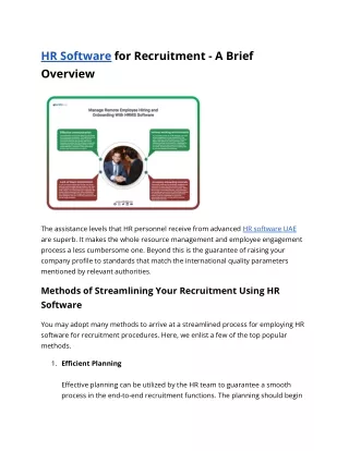 hr software for recruitment a brief overview