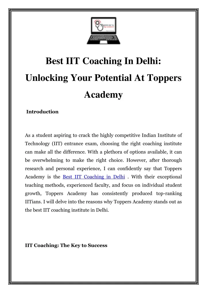 best iit coaching in delhi