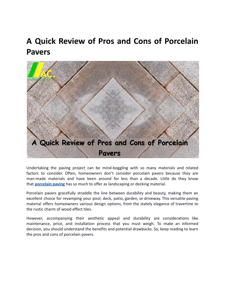 a quick review of pros and cons of porcelain