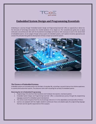 Embedded System Design and Programming Essentials