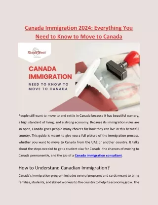 Canada Immigration 2024: Everything You Need to Know to Move to Canada