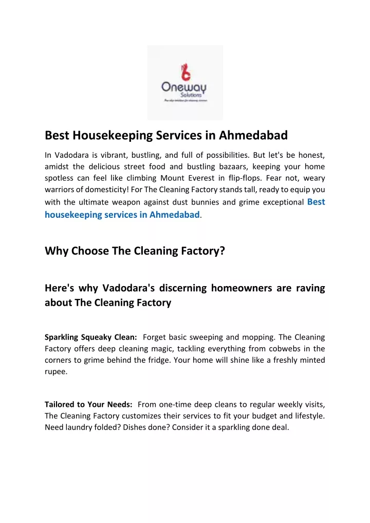 best housekeeping services in ahmedabad