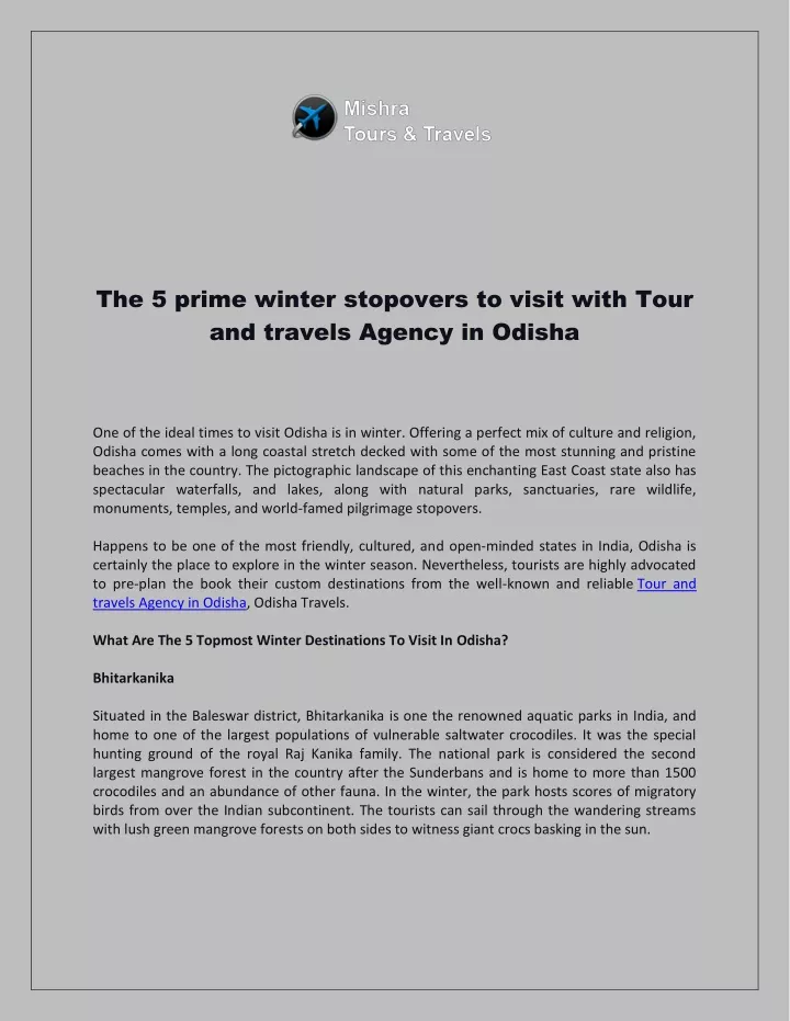the 5 prime winter stopovers to visit with tour