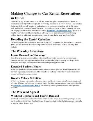 Making Changes to Car Rental Reservations in Dubai