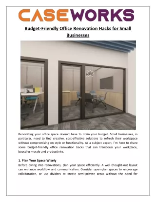 Budget-Friendly Office Renovation Hacks for Small Businesses