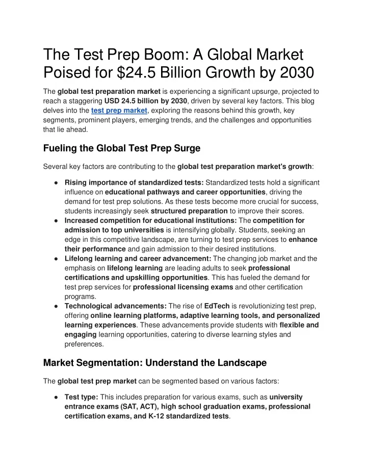 the test prep boom a global market poised for 24 5 billion growth by 2030