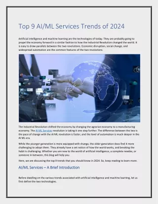 Top 9 AIML Services Trends of 2024