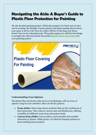 Navigating the Aisle; A Buyer's Guide to Plastic Floor Protection for Painting