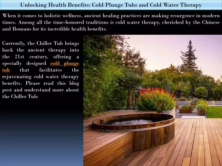unlocking health benefits cold plunge tubs