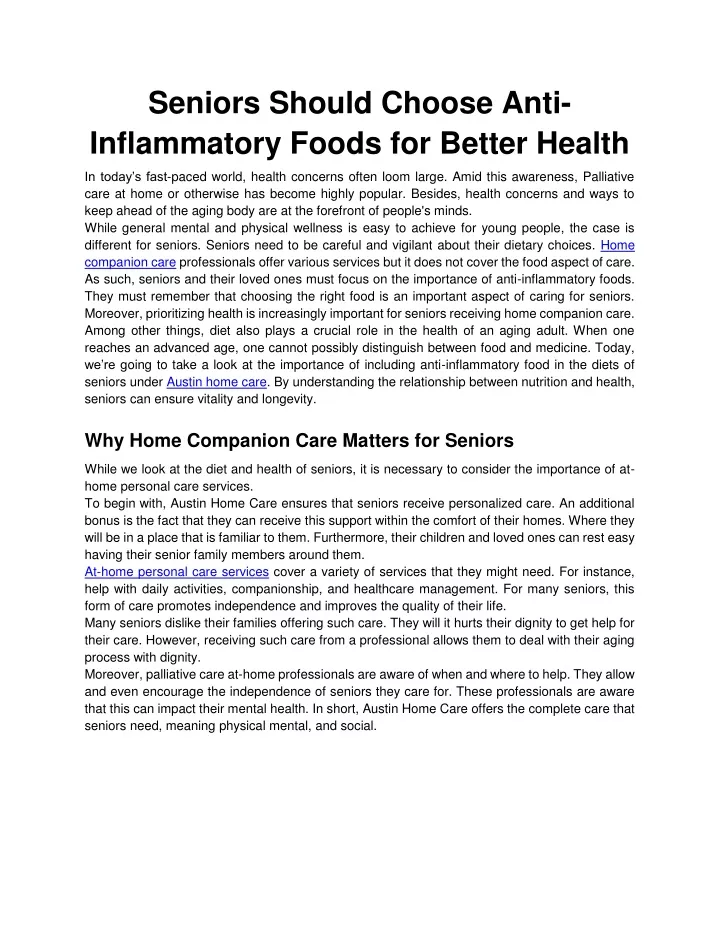 seniors should choose anti inflammatory foods