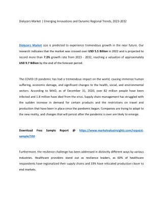 dialyzers market emerging innovations and dynamic