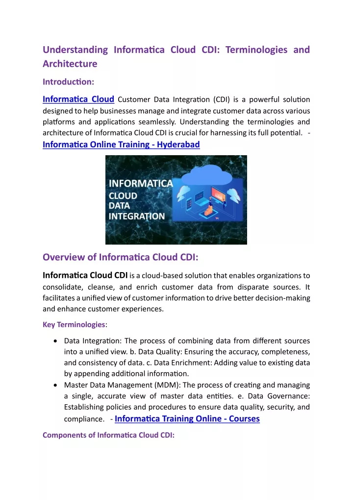 understanding informatica cloud cdi terminologies