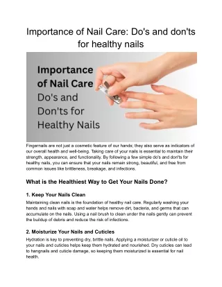Importance of Nail Care_ Do's and don'ts for healthy nails
