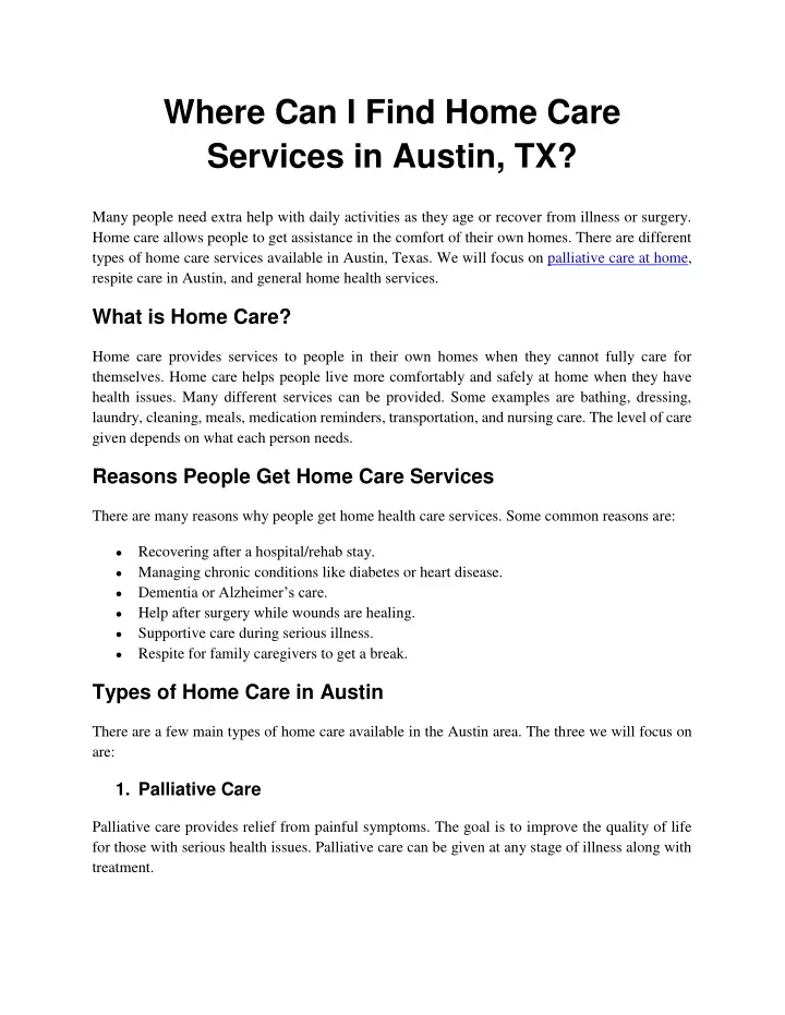 where can i find home care services in austin tx