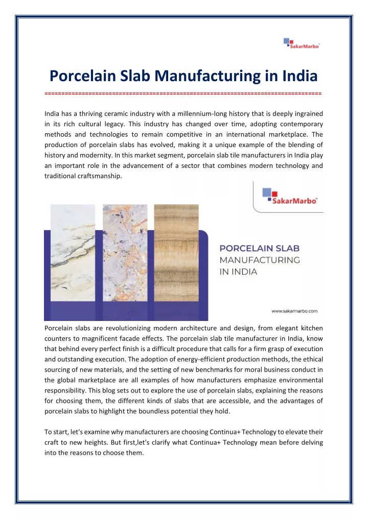 porcelain slab manufacturing in india