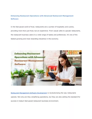Enhancing Restaurant Operations with Advanced Restaurant Management Software