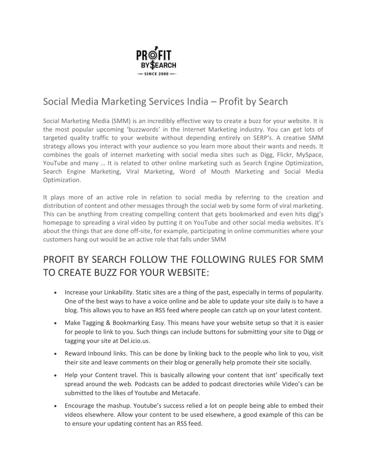 social media marketing services india profit