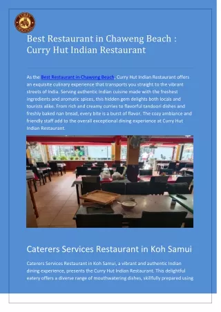 Best Restaurant in Chaweng Beach-Curry Hut Indian Restaurant