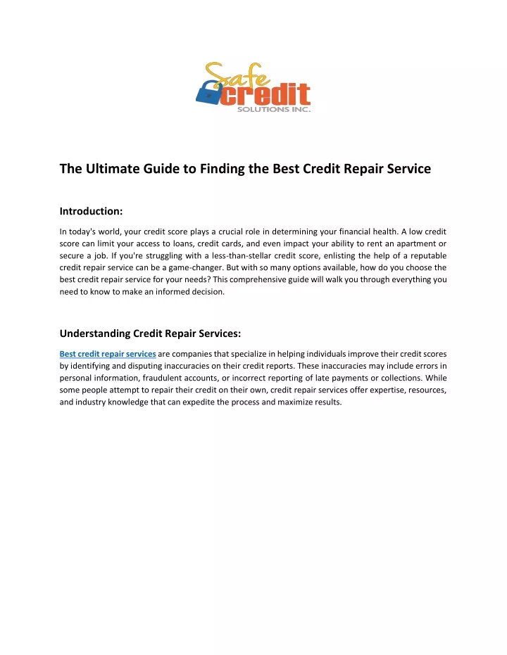 the ultimate guide to finding the best credit