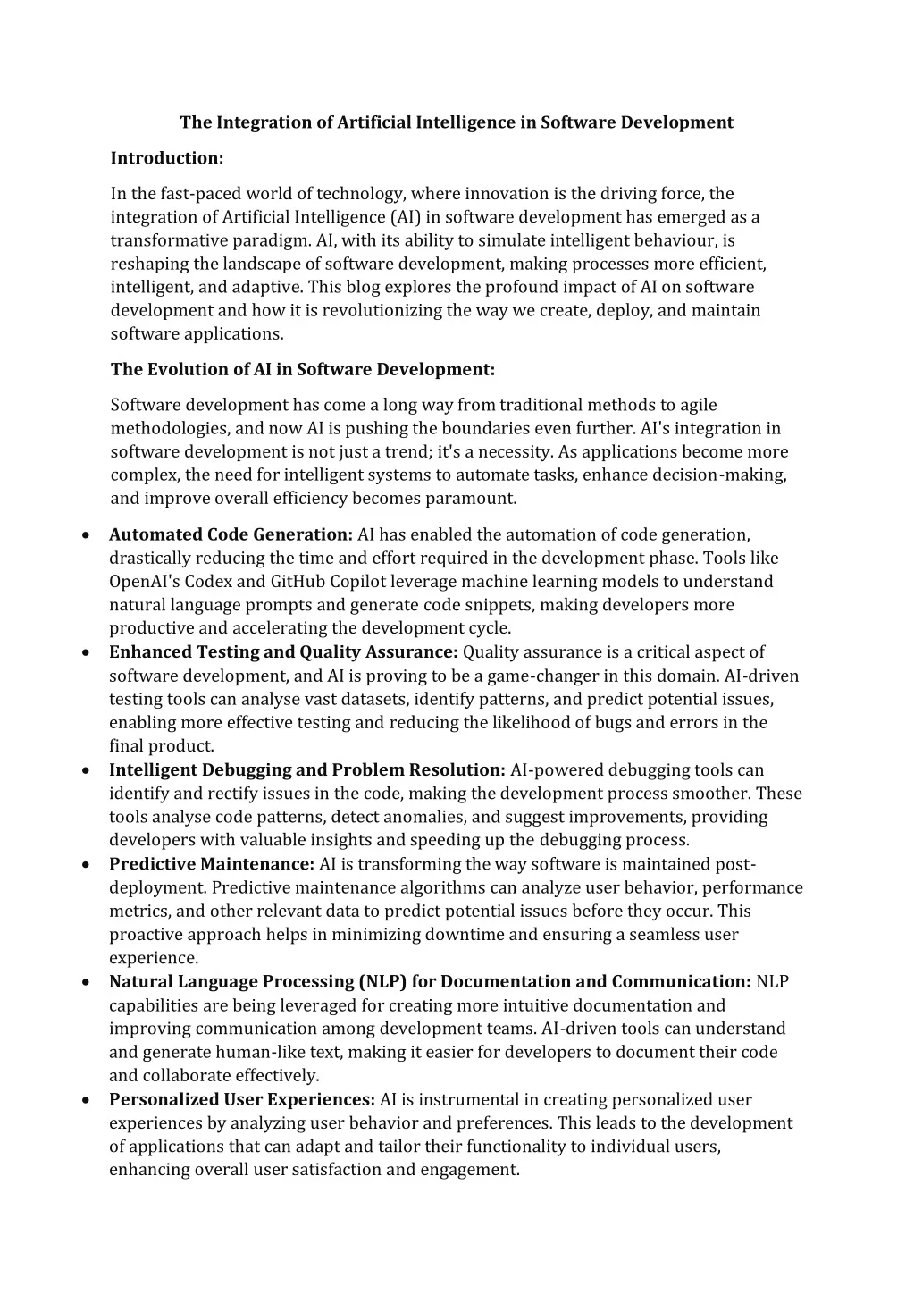 PPT - The Integration of Artificial Intelligence in Software ...