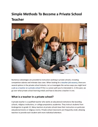Simple Methods To Become a Private School Teacher