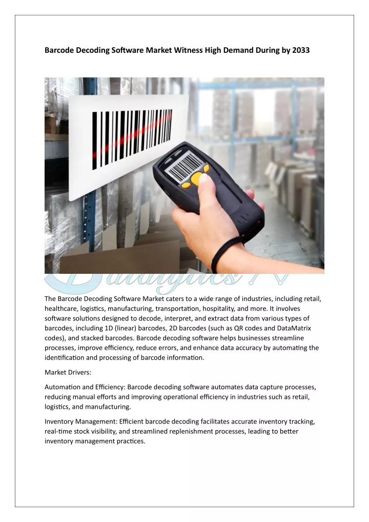 barcode decoding software market witness high