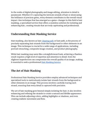 Hair Masking Service