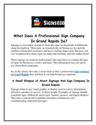 what does a professional sign company in grand