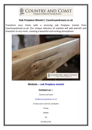 Oak Fireplace Mantel  Countryandcoast.co.uk
