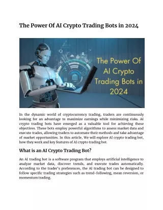 The Power Of AI Crypto Trading Bots in 2024