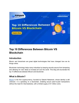Top 10 Differences Between Bitcoin VS Blockchain