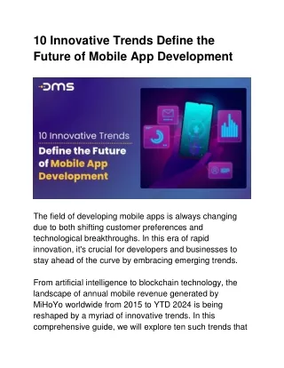10 Innovative Trends Define the Future of Mobile App Development