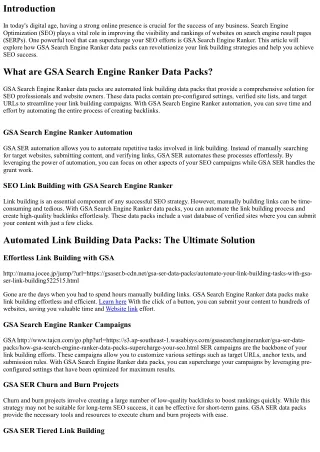 How GSA Search Engine Ranker Data Packs Supercharge Your SEO Efforts