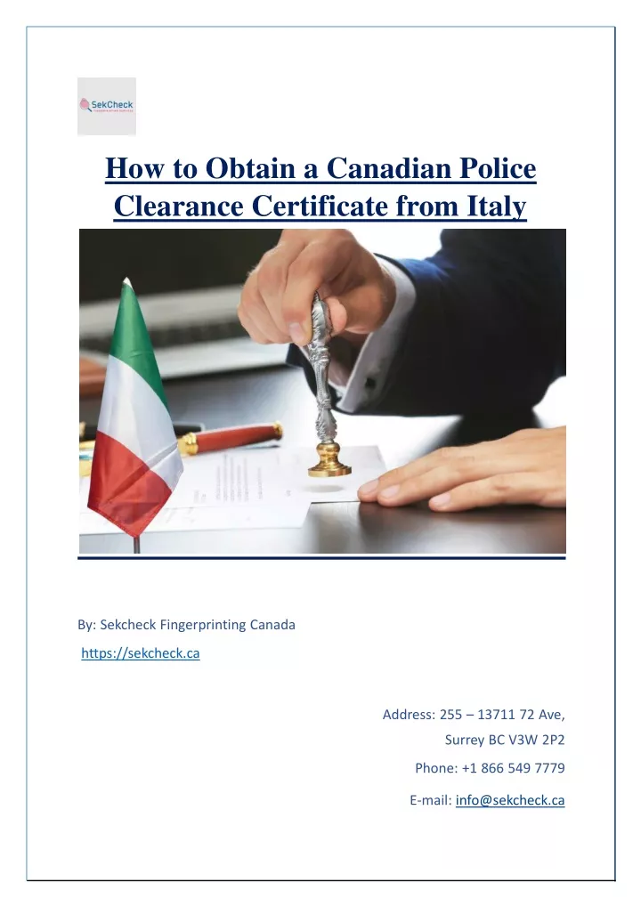how to obtain a canadian police clearance