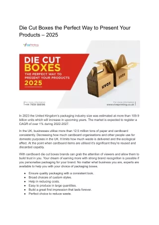 Die Cut Boxes the Perfect Way to Present Your Products – 2025