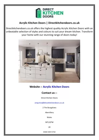 Acrylic Kitchen Doors  Directkitchendoors.co.uk