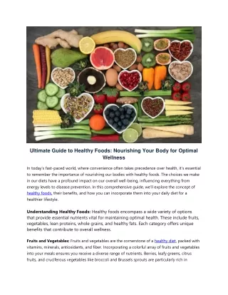 Ultimate Guide to Healthy Foods Nourishing Your Body for Optimal Wellness