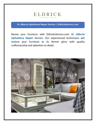 St. Alberta Upholstery Repair Service  Eldrickinteriors.com