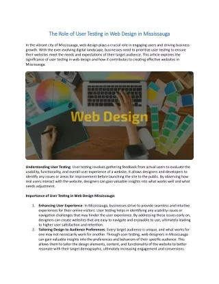 The Role of User Testing in Web Design in Mississauga