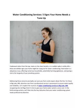 Water Conditioning Services- 5 Signs Your Home Needs a Tune-Up