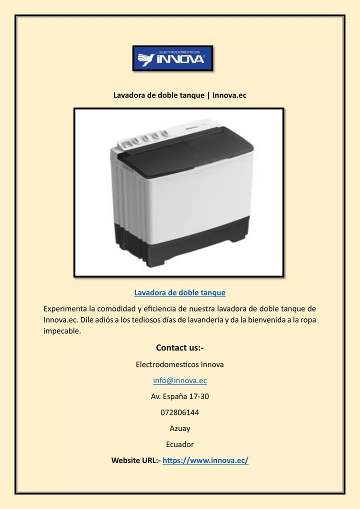 lavadora de doble tanque innova ec