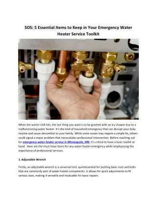 SOS- 5 Essential Items to Keep in Your Emergency Water Heater Service Toolkit