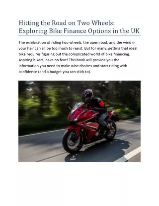 Exploring Bike Finance Options in the UK