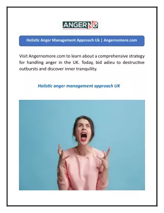 Holistic Anger Management Approach Uk  Angernomore.com