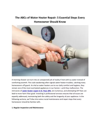 The ABCs of Water Heater Repair-5 Essential Steps Every Homeowner Should Know