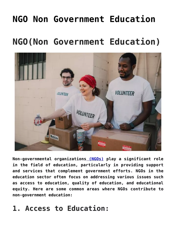 ngo non government education