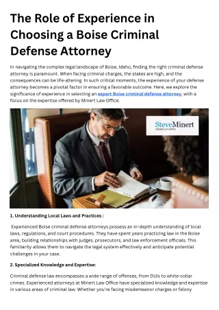 The Role of Experience in Choosing a Boise Criminal Defense Attorney