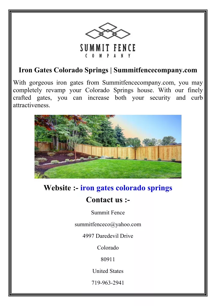 iron gates colorado springs summitfencecompany com